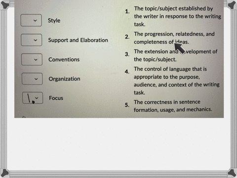 question-1-5-points-the-features-of-effective-writing-are-focus-organization-support-elaboration-style-and-conventions-please-match-the-term-with-the-correct-definition-the-topicsubject-esta-04028