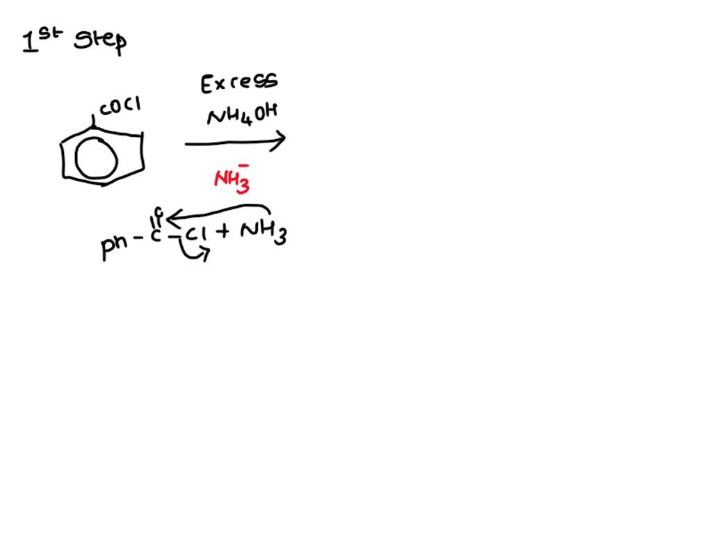 SOLVED the reaction between benzoyl chloride and excess ammonium