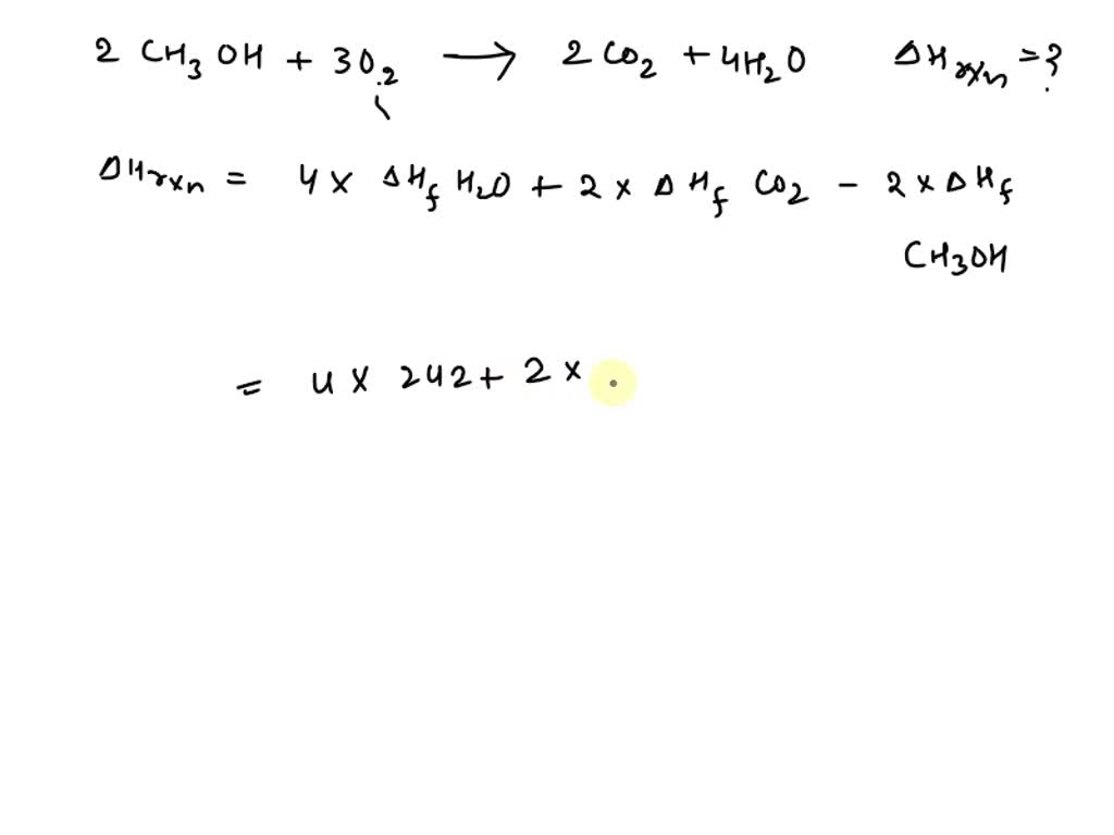 SOLVED: The combustion of methanol is shown by the following equation ...