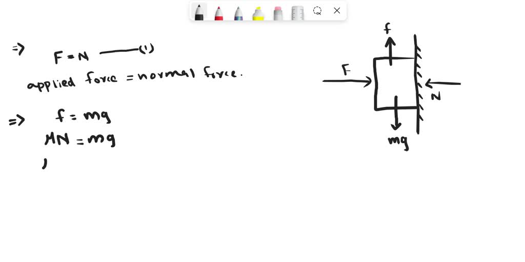 SOLVED: A Horizontal Force F Pushes A Block With Mass M = 4kg Against A ...