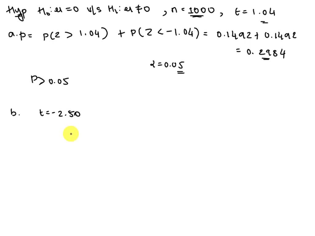 SOLVED: 7. For a test of H0: Âµ = 0 against Ha: Âµ â‰ 0 with n = 1000 ...