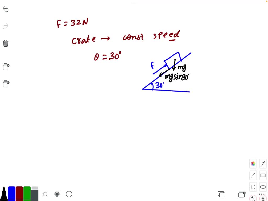 SOLVED 23 A 32N force, parallel to the incline, is required to push a