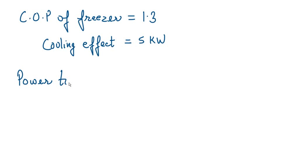 SOLVED A food freezer is to produce a 5kW cooling effect, and its COP is 1.3. How many kW of