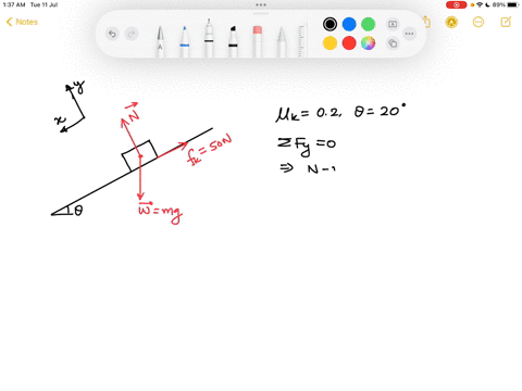 a-box-goes-down-an-incline-that-makes-a-20-degree-angle-with-respect-to-the-horizontal-the-force-of-friction-on-the-box-is-50-n-and-the-coefficient-of-kinetic-friction-between-the-box-and-th-49052