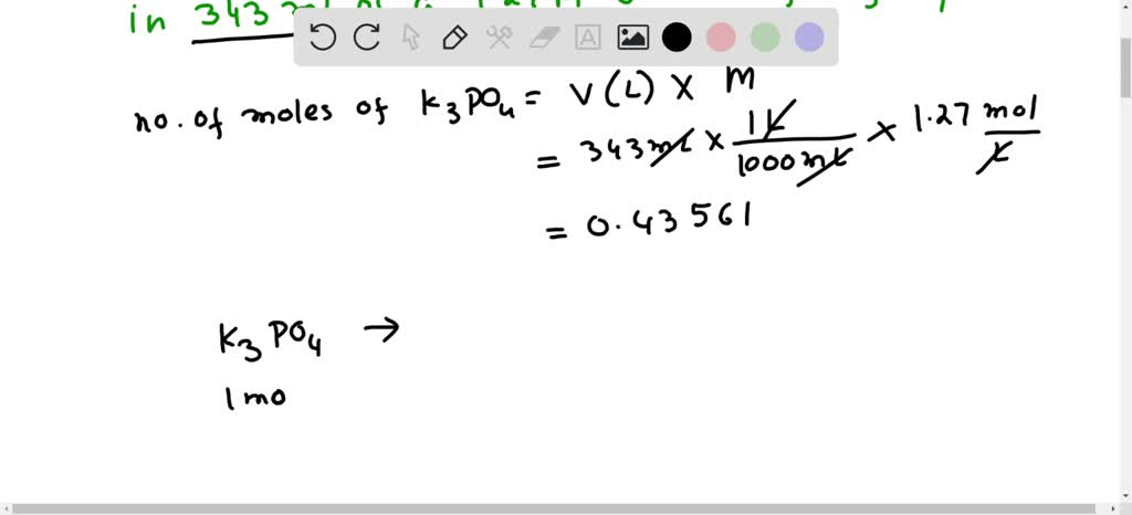 SOLVED: how many moles of K+ are present in 343 mL of a 1.27 M solution ...