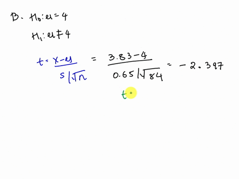 a-data-set-includes-data-from-student-evaluations-of-courses-the-summary-statistics-are-n-84x-383-s-065-use-a-010-significance-level-to-test-the-claim-that-the-population-of-student-course-e-83179
