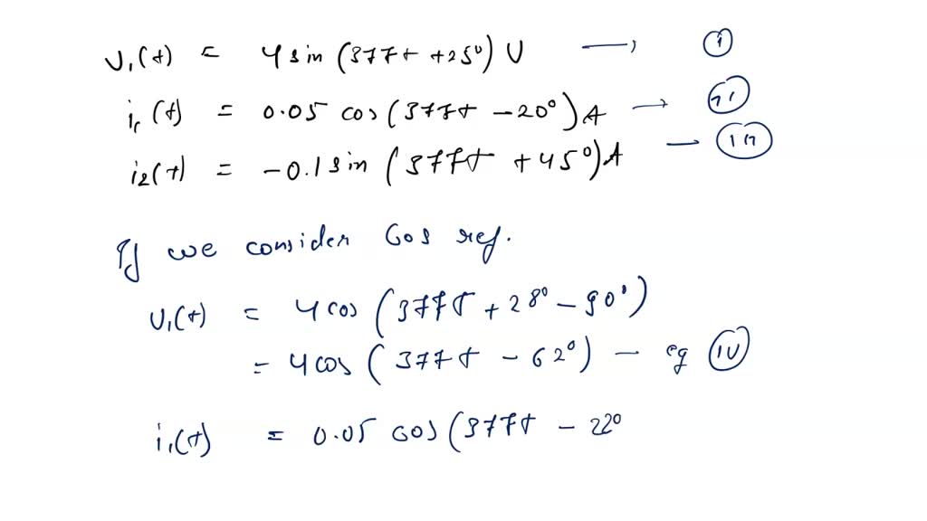 SOLVED: Determine the phase angles by which V(t) leads i(t) and U1(t ...