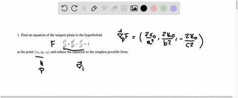 find-an-equation-of-the-tangent-plane-to-the-hyperboloid-i-1-at-the-point-to-yo-zo_-and-reduce-the-equation-to-the-simplest-possible-form_-79819