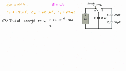 initially-the-switch-in-the-figure-figure-1-is-in-position-rma-pacitors-c2-and-c3-are-uncharged_-and-av-100-v-then-the-switch-is-flipped-to-position-rmb_-part-a-afterward_-what-is-the-charge-76113