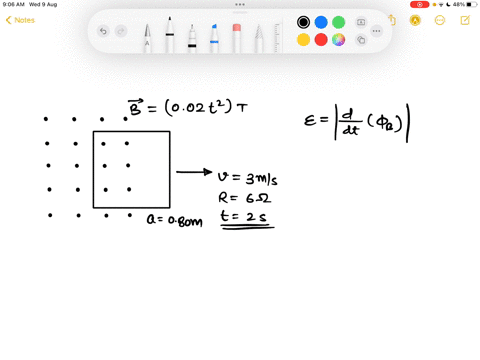 given-the-information-below-find-the-current-induced-in-the-loop-at-t-2-when-it-is-halfway-out-of-the-magnetic-field-region-at-t-2-the-loop-is-moving-to-the-right-with-half-of-the-loop-in-th-62935