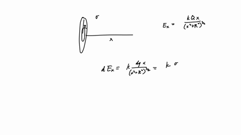 a-find-the-electric-field-caused-by-disk-of-radius-r-with-uniform-positive-surface-charge-density-charge-per-unit-area-at-point-along-the-axis-of-the-disk-distance-x-from-its-center-assume-t-69562
