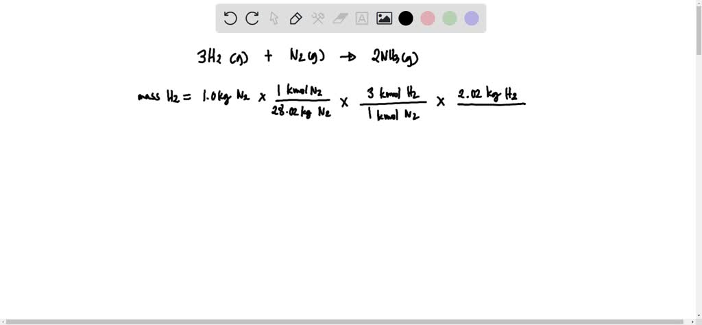 SOLVED: In the Haber process, hydrogen gas reacts with nitrogen gas to ...