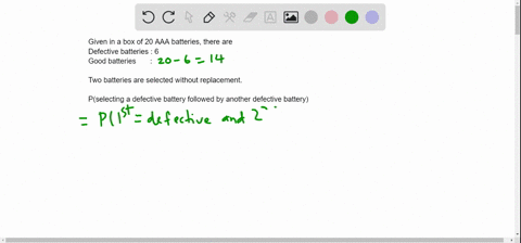 there-are-20-aaa-batteries-in-box-and-6-are-defective_-two-batteries-are-selected-without-replacement-what-is-the-probability-of-selecting-defective-battery-followed-by-another-defective-bat-31722