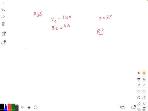 in-a-series-rlc-circuit-the-effective-values-of-current-and-voltage-are-given-as-iet-4a-and-vet-160v-respectively-if-the-current-leads-the-voltage-by-37-degrees-in-this-circuit-cos37-08-sin37-06-what-