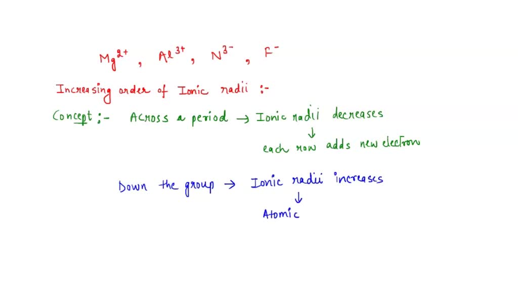 SOLVED Arrange the following ions in order of increasing ionic radius