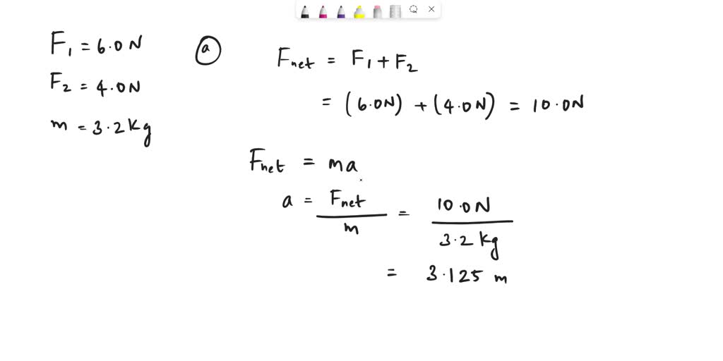 Two forces of magnitudes 6.0 N and 4.0 N act on a 3.2 kg body. What is ...