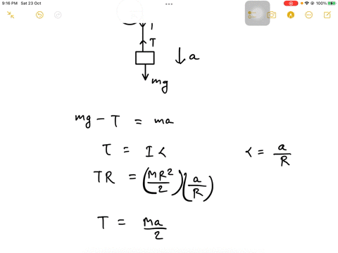 fig-2-6-a-shows-a-uniform-disk-whose-mass-m-is-25kg-and-whose-radius-r-is-20cm-mounted-on-a-fixed-horizontal-axle-a-block-whose-mass-m-is-12kg-hangs-from-a-light-cord-that-is-wrapped-around-the-rim-of
