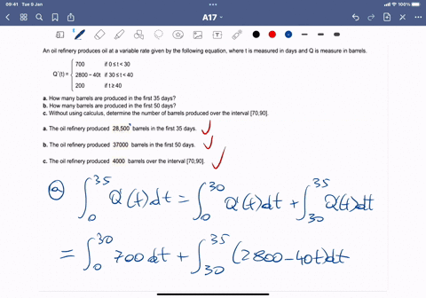 an-oil-refinery-produces-oil-at-a-variable-rate-given-by-the-following-equation-where-t-is-measured-in-days-and-q-is-measure-in-barrels_-700-if-ost-30-qt-2800-_-40t-if-30-st40-200-ift240-a-h-09833