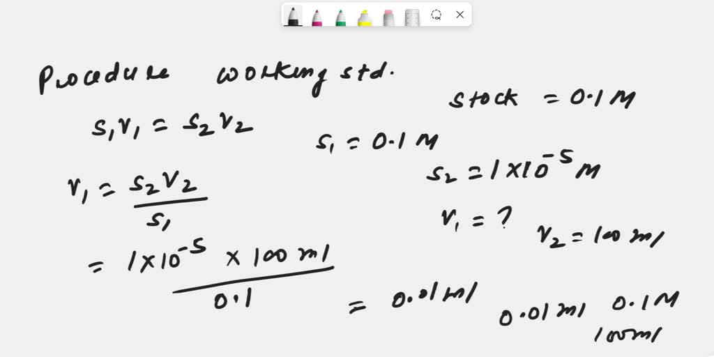 SOLVED: prepare working standard solutions of 1.00 x 10 – 5 , 2.00 x 10 ...