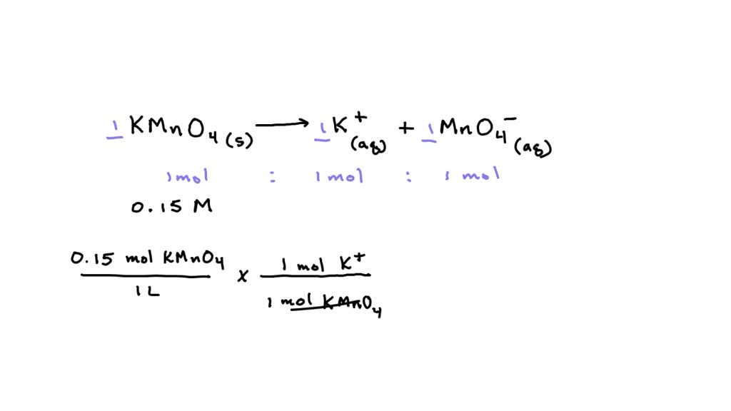 SOLVED The dissolution reaction is KMnO4(s) → K+(aq) + MnO4(aq) If a