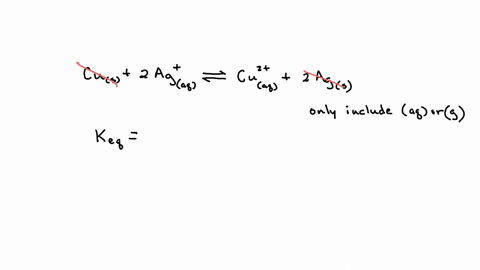 start-by-writing-the-equilibrium-expression-for-the-following-reaction-and-use-the-provided-molarity-concentrations-to-determine-the-keq-for-the-reaction-cus2agaqcu2aq2ags-cu20109m-ag003800m-75555