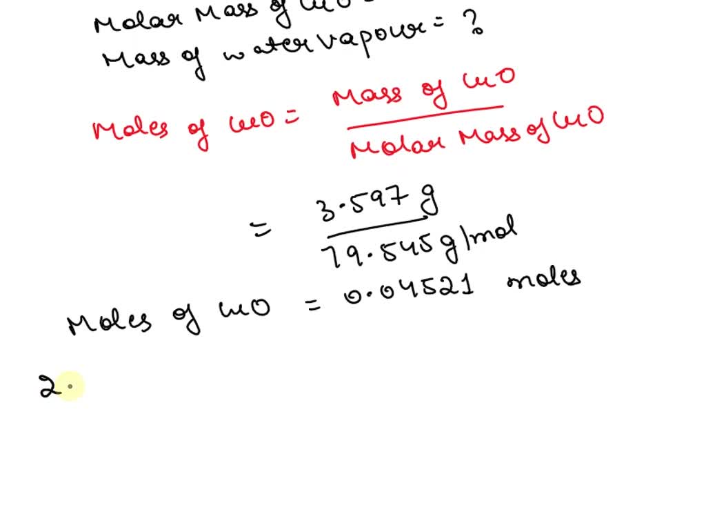 SOLVED Experiment 2 Copper(II) carbonate hydroxide produces one mole of water (MM = 18.015 g