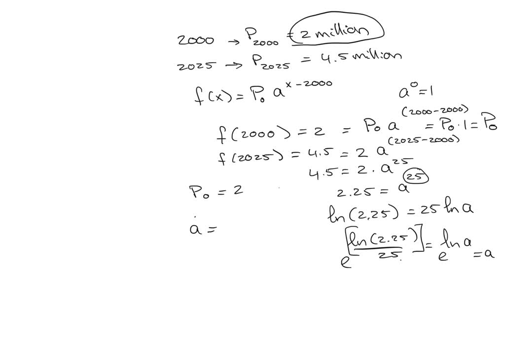 VIDEO solution: Text: f(x) = P0a^x - 2000 In 2000, the population of ...