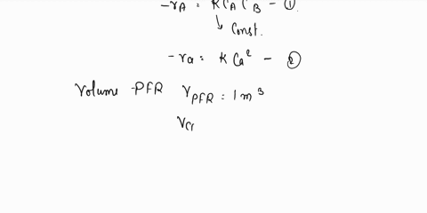 the-elementary-second-order-liquid-phase-reaction-a-b-c-d-is-carried-out-in-an-isothermal-plug-flow-reactor-of-2-m3-volume-the-inlet-volumetric-flow-rate-is-10-m3h-the-initial-concentrations-52265