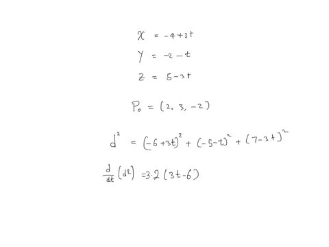 let-l-be-the-line-with-parametric-equations-x-43t-y-2t-z-53t-find-the-shortest-distance-d-from-the-point-p02-3-2-to-l-and-the-point-q-on-l-that-is-closest-to-p0-use-the-square-root-symbol-wh-49768