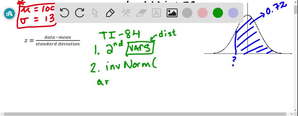 SOLVED: Use the TI-84 calculator to find the z-score for which the area