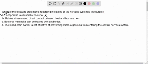 which-of-the-following-statements-regarding-infections-of-the-nervous-system-is-inaccuratea-encephalitis-is-caused-by-bacteriab-rabies-viruses-need-direct-contact-between-host-and-humansc-ba-33074