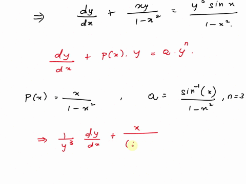 1-x2-dydx-xy-y3-sin-1-x-solve-the-bernoullis-differential-equation-03522