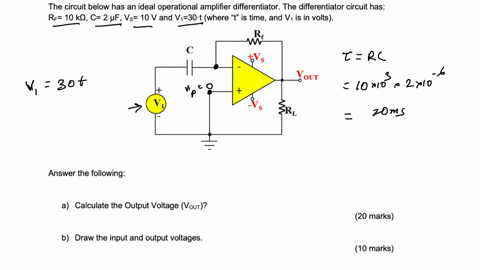 question-4-the-circuit-below-has-an-ideal-operational-amplifier-differentiator-the-differentiator-circuit-has-mathrmr_mathrmf10-mathrmk-omega-mathrmc2-mu-mathrmf-mathrmv_mathrms10-mathrmv-and-mathrmv