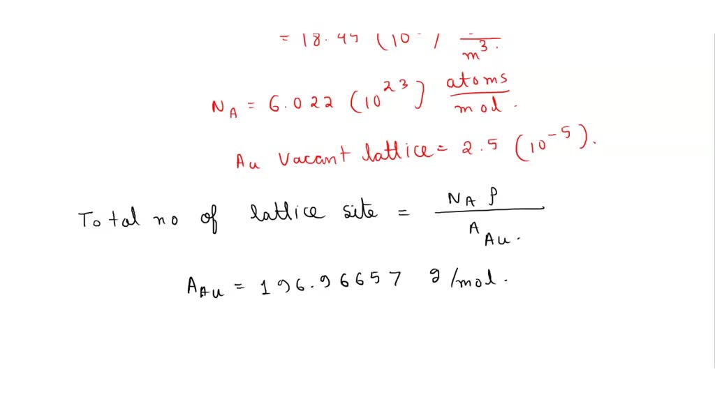 The equilibrium fraction of lattice sites that are vacant in gold at