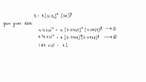 the-reaction-2-clo2aq-2-oh-aq-clo3-aq-clo2-aq-h2ol-was-studied-at-a-certain-temperature-with-the-following-results-experiment-clo2aq-m-oh-aq-m-rate-ms-1-00469-00469-471e-02-2-00469-00938-943-46544