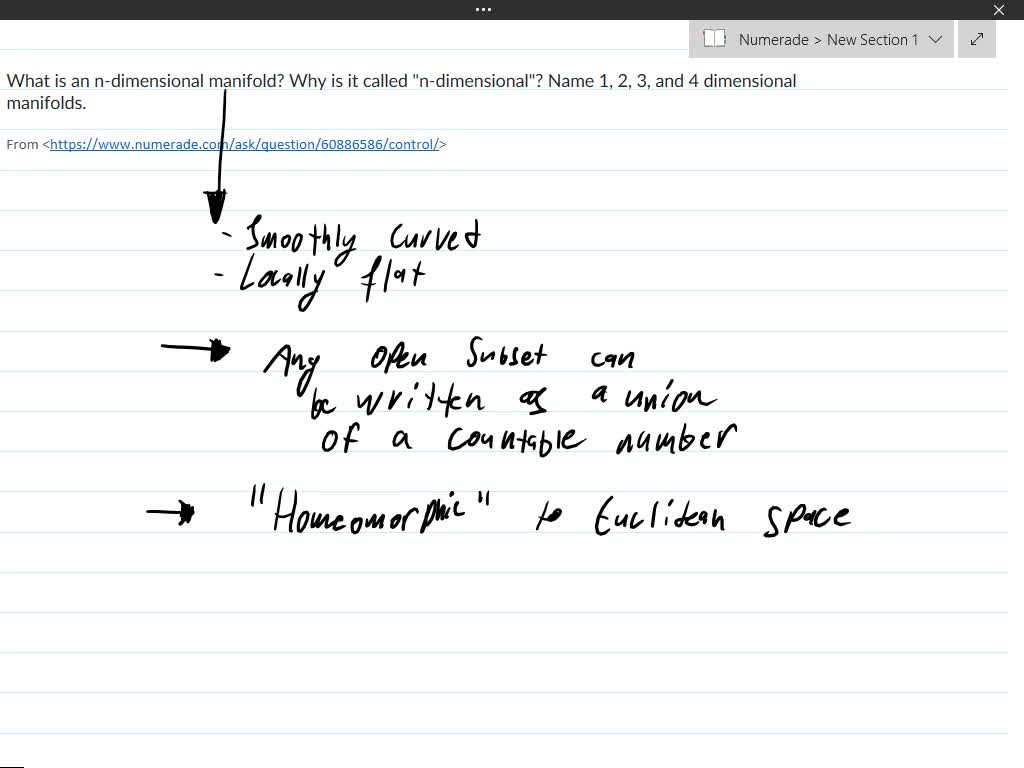 SOLVED: What is an n-dimensional manifold? Why is it called 