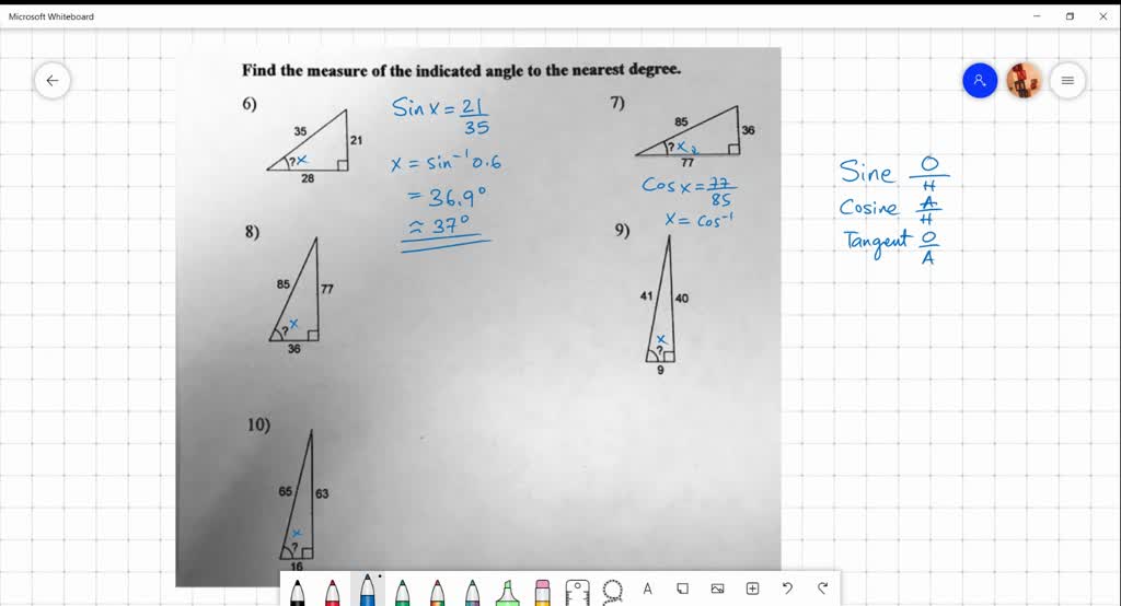 SOLVED: Algebra 5/4 Trigonometry Finding Angle Measurement Find the ...