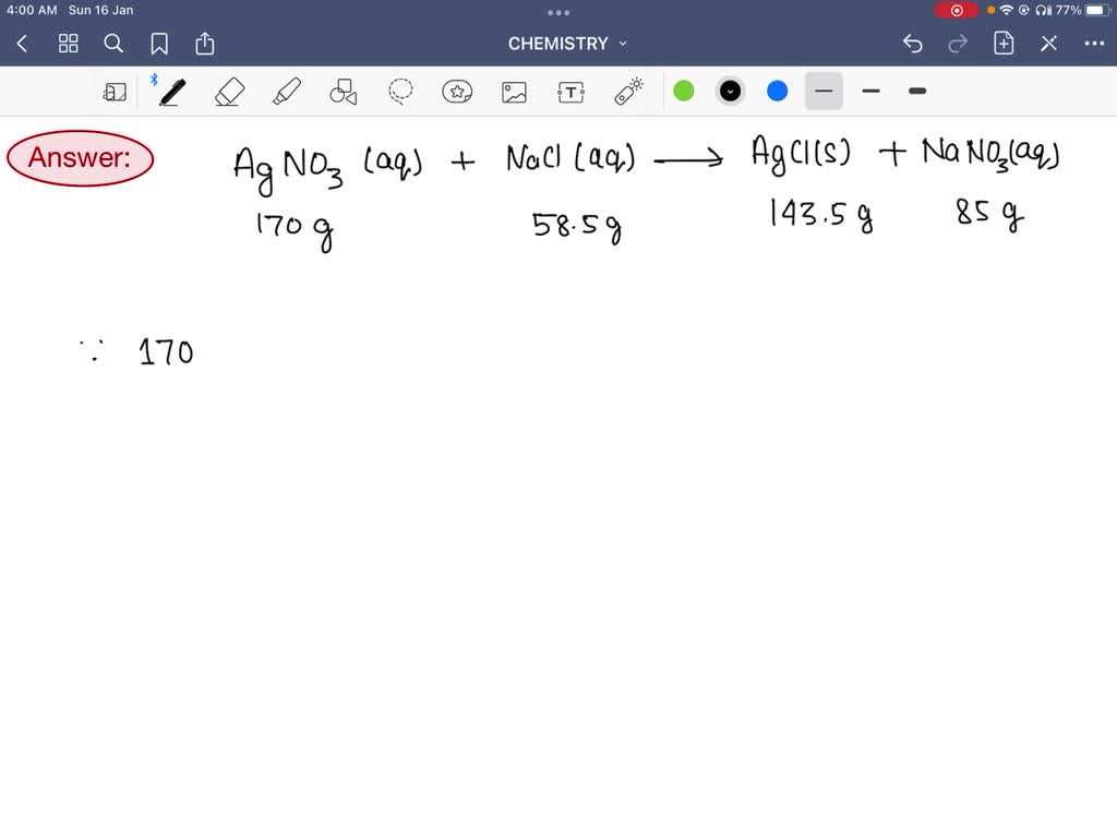 SOLVED: In the reaction of silver nitrate with sodium chloride, how