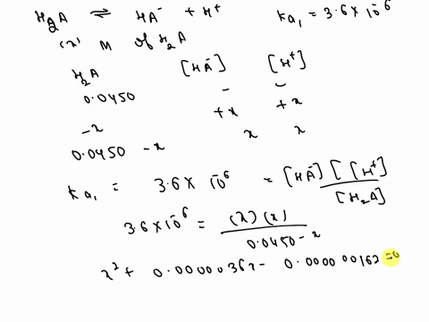 for-the-diprotic-weak-acid-h2a-ka1-36-10-6-and-ka2-51-10-9-what-is-the-ph-of-a-00450-m-solution-of-h2a-what-are-the-equilibrium-concentrations-of-h2a-and-a2-in-this-solution-ph-h2a-m-a2-m-19821