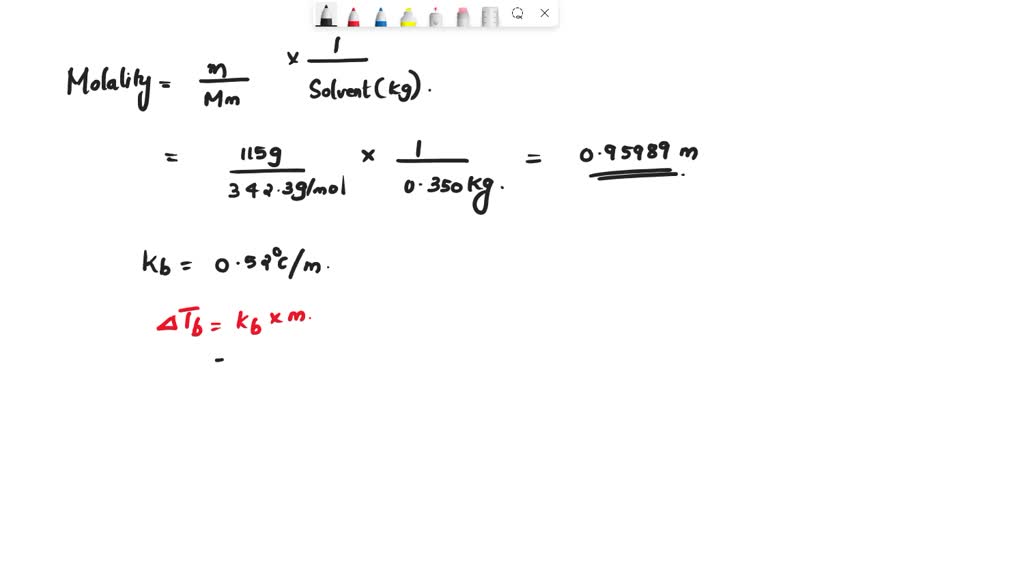 SOLVED What is the boiling point of a solution of 115.0 g of sucrose