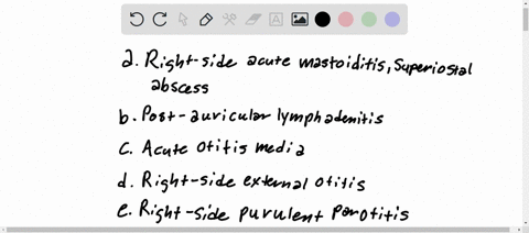 test-9the-patient-complains-of-audition-decrease-at-the-right-side-purulent-discharge-from-the-ear-swell-at-the-post-auricular-area-patient-has-these-symptoms-for-3-weeks-after-flu-body-temp-85382