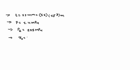 a-pressurized-spherical-tank-is-to-be-made-of-12-mm-thick-steel-if-it-is-subjected-to-an-internal-pressure-of-p-14-mpa-determine-its-outer-radius-if-the-maximum-normal-stress-is-not-to-excee-72648
