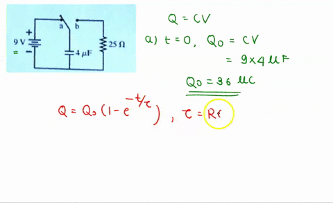 the-switch-in-the-following-figure-has-been-in-position-for-a-long-time-it-is-changed-t0-position-b-at-time-t-0-what-are-the-charge-q-on-the-capacitor-and-current-through-the-resistor-a-imme-11886