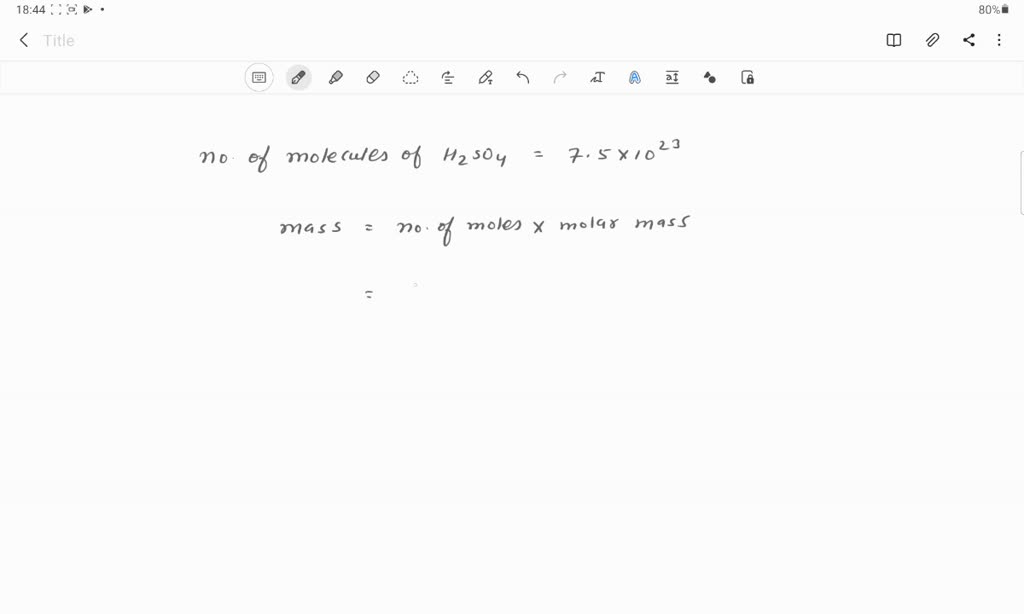 SOLVED How many grams are there in 7.5 X10^23 molecules of H2SO4?