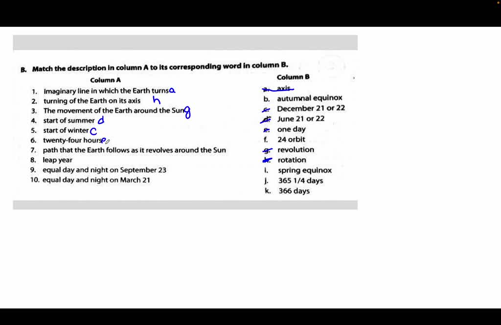 Solved Match The Description In Column A To Its Corresponding Word In Column B Help Me Plsssss Match The Descrlptlon In Column To Its Corresponding Word In Column B Column Column Imaginary Line