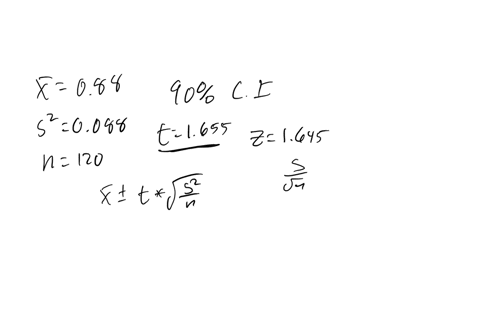 find-the-necessary-confidence-interval-for-a-population-mean-for-the-following-values-round-your-answers-to-three-decimal-places-a-90-confidence-interval-n-120-x-088-s2-0088-______-to-______-64345