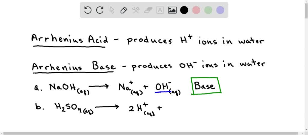 SOLVED: Identify each substance as an acid or a base and write a ...