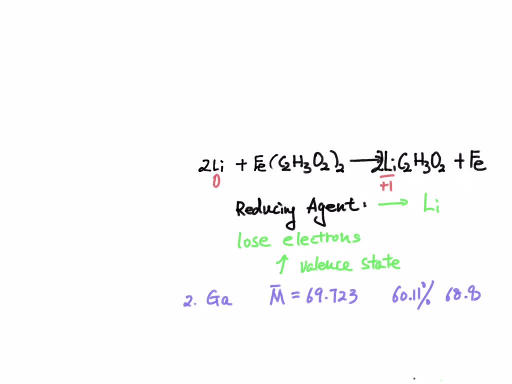 Solved: Determine The Reducing Agent In The Following Reaction 