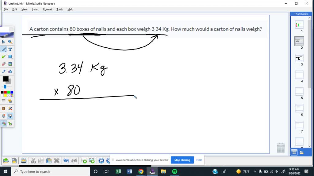 SOLVED A carton contains 80 boxes of nails and each box weigh 3 34 Kg