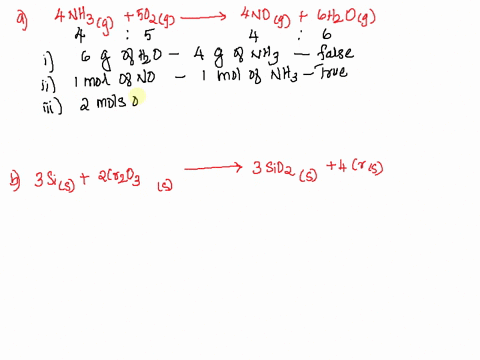 1-which-of-the-following-statements-is-correct-for-the-equation-shown-here-4nh3g-5o2g-4nog-6h2og-a-6-g-of-h2o-are-produced-for-every-4-g-of-nh3-reacted-b-1-mole-of-no-is-produced-per-mole-of-79024